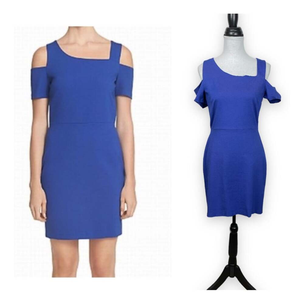 1.State | NWT Cobalt Blue Cold Shoulder Ponte Knit Mini Sheath Dress